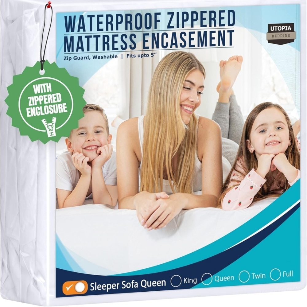 Utopia Mattress Protector Zippered Sleeper Sofa Queen Size, 100% Waterproof